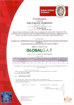 Certificado GLOBALG.A.P.